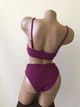 Женский раздельный купальнык в рубчик с завышенной талией New Style S пурпуровый (6-125) - изображение 5