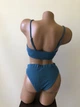 Женский раздельный купальнык в рубчик с завышенной талией New Style L синий (6-125) - изображение 6