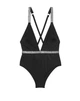 Купальник закритий жіночий Victoria's Secret Shine Strap Plunge One-Piece Swimsuit Чорний M - изображение 2
