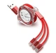 Кабель для зарядки рулетка 3 в 1 MicroUSB Type-C Lightning Android iPhone 1м Red - зображення 1