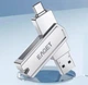 Флешка Брелок Поворотная Двосторонняя 1 Тб 2 в 1 USB 3.2 + OTG Type-C для ПК и телефона Eaget CF22 1Tb Silver - изображение 5