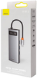 Hub USB-C 9w1 Baseus Metal Gleam Series 3 x USB 3.0 + HDMI + USB-C PD + Ethernet RJ45 + microSD/SD + VGA Gray (CAHUB-CU0G) - obraz 6