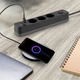 Підовжувач VIDEX ONCORD із заземленням 3 розетки 3 метри (3x1.5мм) 2.4А 2USB+USB-C з кнопкою чорний - зображення 2