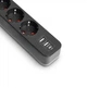 Підовжувач VIDEX ONCORD із заземленням 3 розетки 3 метри (3x1.5мм) 2.4А 2USB+USB-C з кнопкою чорний - зображення 7