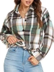 Жіноча фланельна куртка-сорочка YVH Oversized Flannel Shirt Jacket Color: Green XL - изображение 3