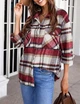 Жіноча фланельна куртка-сорочка Gnveub Oversized Flannel Shirt Jackets Color: Red XL - зображення 3