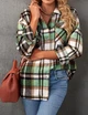 Жіноча фланельна куртка-сорочка Gnveub Oversized Flannel Shirt Jacket Color: Green M - изображение 2