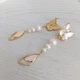 Серьги бабочки Hand Made с натуральным перламутром и жемчугом Swarovski белого цвета - изображение 3