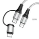 Кабель Lightning + USB Type-C > USB Type-C hoco X50 Exquisito PD 60W 1.0m Gray - зображення 1