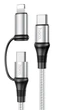 Кабель Lightning + USB Type-C > USB Type-C hoco X50 Exquisito PD 60W 1.0m Gray - зображення 4