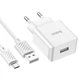 Зарядное устройство для Hoco C106A 2in1 1-USB; кабель microUSB/USB 1м; 2,1A, white (58282) - изображение 4