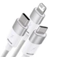 USB кабель 3в1 Micro USB/Lightning/Type-C Baseus StarSpeed One-for-three Fast Charging (1.2м,3.5A). White - зображення 2