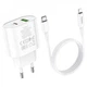 Мережевий зарядний пристрій Hoco C95A 20 Вт PD QC3.0 USB-C/USB-A/Lightning з кабелем USB-C – Lightning 1 м білий - зображення 9