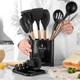 Набір кухонних предметів Kitchen Set 13 предметів Силікон Чорний - зображення 3