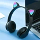 Дитячі бездротові навушники кішки P47 Bluetooth 5.0, що світяться, з мікрофоном, чорні - зображення 4