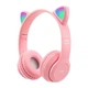 Детские беспроводные наушники светящиеся ушки кошки P47 Bluetooth 5.0 с микрофоном, розовые - изображение 1