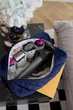 Косметичка MyCream для стайлера Dyson з відділеннями для насадок темно синя з маленькими синіми квітами - зображення 1