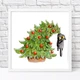 Постер в рамке Котик и елка 30x30 см - изображение 1