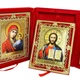 Икона триптих в бархате ажурная красная - изображение 2