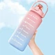 Спортивная бутылка для воды и напитков Gradient мотивационная бутылка со шкалой и дозатором 2 л, розовый с голубым (86808796) - изображение 2