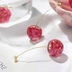 Серьги женские Вишенки утонченной формы 2 шт. Золотистый с красным - изображение 10
