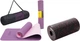 Набор Коврик спортивный Cornix TPE 183 x 61 x 0.6 см для йоги и фитнеса XR-0007 Plum/Rose+Массажный ролик Cornix XR-0132 EPP 30 х 15 см Черный/Красный - изображение 1