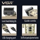 Профессиональная беспроводная машинка для стрижки волос VGR V-005 триммер для бороды и усов с дисплеем и сменными насадками 1,5-19 мм - изображение 5