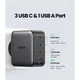 Зарядное устройство Ugreen 100W GaN CD226/40747 1xUSB-A 3xUSB-C QC4.0 100W GaN Tech Fast Black (CD226) - изображение 2