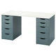 Письмовий стіл IKEA LAGKAPTEN / ALEX 140х60 см білий/сіро-бірюзовий (094.319.86) - изображение 1
