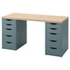 Письмовий стіл IKEA LAGKAPTEN / ALEX 140х60 см білений дуб/сіро-бірюзовий (694.320.30) - зображення 1