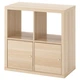 Стелаж з дверцятами IKEA KALLAX 77х77 см білений дуб (591.974.53) - изображение 1