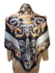 Шелковый платок Mosi 90*90 см черно-бело-золотистый - изображение 8