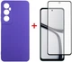 Комплект чохол для смартфона + скло DENGOS Carbon для Realme C65 Purple (DG-KM-95) - зображення 1