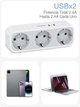 Мережевий фільтр розгалужувач трійник 3 євро розетки + 2 USB-A Tessan 3600W/16A Білий - зображення 10