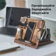 Настільний органайзер підставка для телефону Teslyar тримач з трьома гачками для годинника канцелярії з дерева Горіх (PH3001) - зображення 4