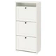 Тумба для взуття на 3 відділення IKEA BRUSALI 61х30х130 см біла (804.803.93) - зображення 1