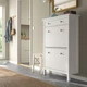 Тумба для взуття на 2 відділення IKEA HEMNES 89х30х127 см біла (201.695.59) - зображення 2
