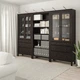 Книжкова шафа з дверцятами та ящиками IKEA HEMNES 270x197 см чорно-коричнева (792.337.56) - зображення 2