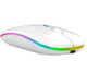 Беспроводная Бесшумная мышь 2.4G + Bluetooth Встроенный аккумулятор RGB подсветка Белая - изображение 2