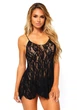 Жіночий еротичний Пеньюар Leg Avenue Rose Lace Flair Chemise Чорний S/M/L (SO9100) - зображення 1