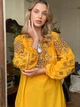 Женская шифоновая вышиванка с длинным рукавом горчичного цвета "Марсела" 11735-52 (XL) - изображение 5