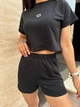 Женский летний костюм шорты и футболка Fashion 50/52 черный - изображение 3