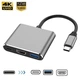 USB Type-C перехідник Хаб концентратор 3 в 1 на HDMI + USB 3.0 + Type-C (PD) OTG 4K, Сірий (486760) - зображення 3