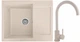 Мийка кухонна, прямокутна, композитна Valetti 26N 62х50см Бежева + змішувач - зображення 1