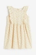 Платье из жатого хлопка кремовое цветочный принт H&M 134см (400098007) - изображение 1