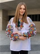 Борщівська вишиванка жіноча "Талана" біла блуза квіткова на домотканому полотні 7413-52 (XL) - зображення 1