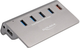 USB-хаб Delock USB 10 Gbps Hub with 4 USB Type-A Ports + 1 Fast Charging Port Power Supply Grey (4043619641826) - зображення 1