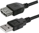 Кабель Logo 2.0 USB Type-A - USB Type-A M/F 1.8 м Чорний (8590274158504) - зображення 1