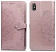 Чехол Vintage для IPhone X книжка с узором кожа PU розовый - изображение 1