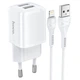Адаптер мережний HOCO Lightning Cable Briar dual port charger set N8 | 2USB, 2.4A | (Safety Certified) 4756068 - зображення 1